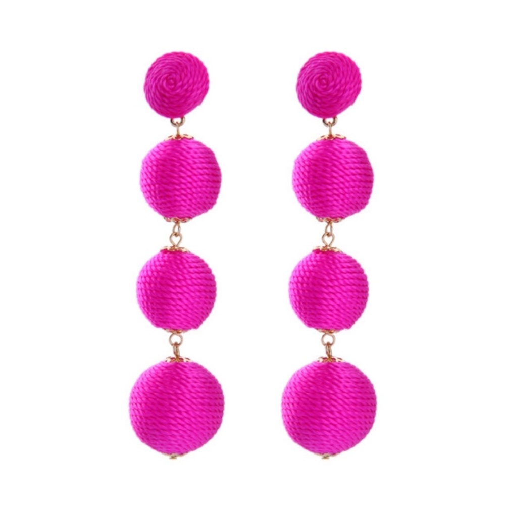 Rose Bon Bon Thread Ball Dangle Earrings